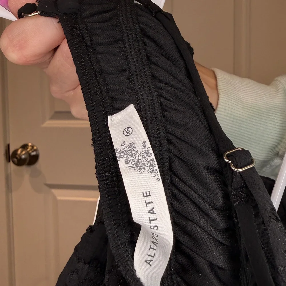 Altar'd State Black Floral Burnout Tiered Mini Dress Smocked Waist Size XS NWT - Picture 8 of 8